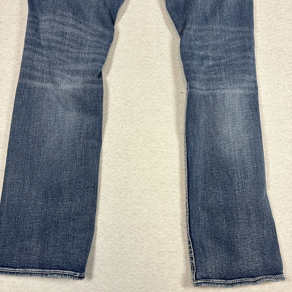 BKE Jake Straight Jeans Mens 34x30 Blue Medium Wash Denim Distressed Thrashed